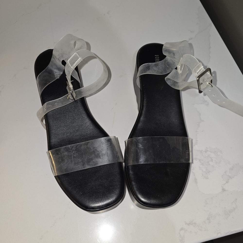 Transparent Strap Black Sandals
